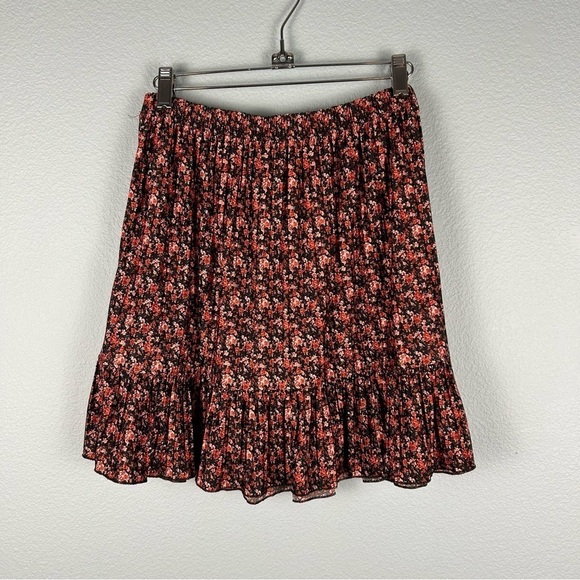 Zara Red and Black Elastic Waist Jersey Floral Mini Skirt Women's Size M - Picture 3 of 7
